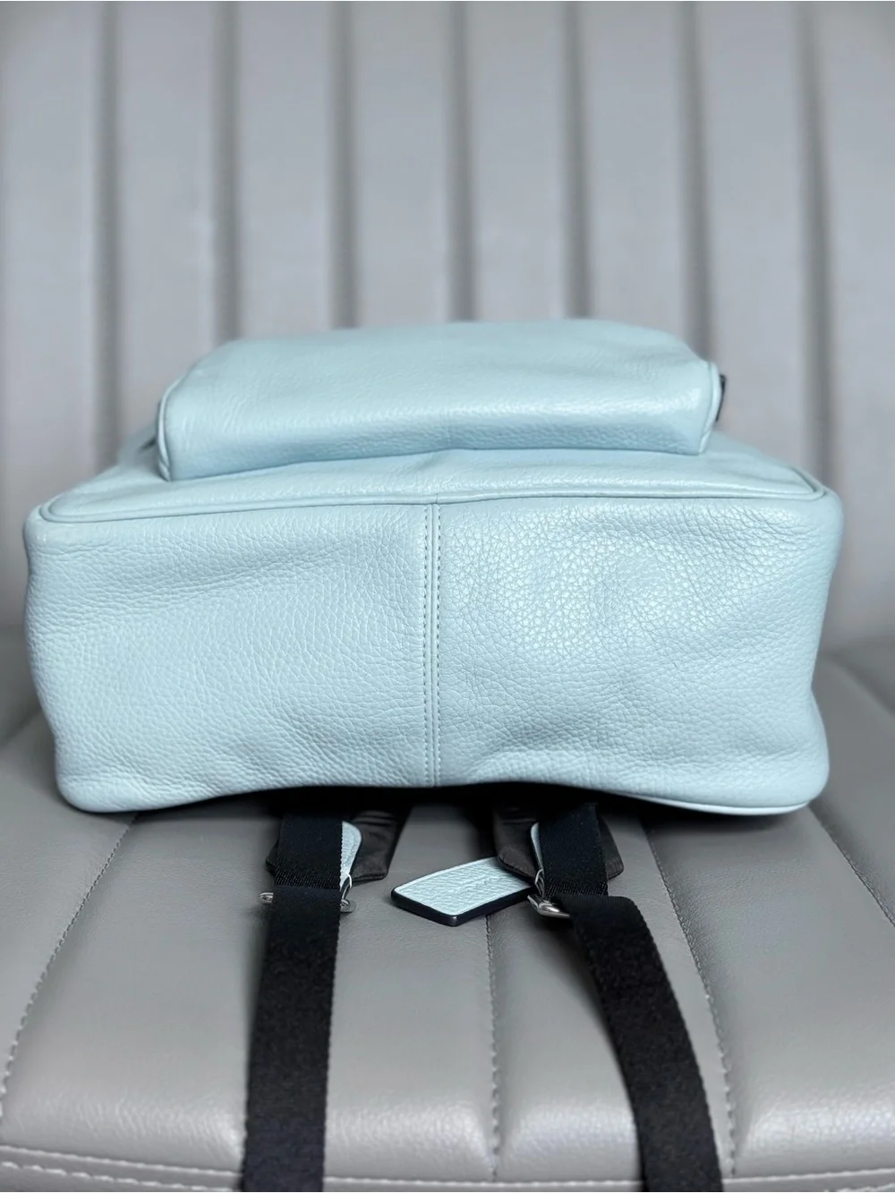 COACH NWOT Pebbled Leather Court Full Size Backpack in Powder Blue